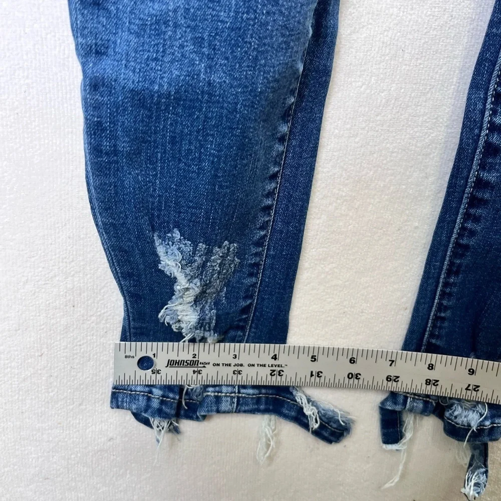 KanCan Distressed‎ Jeggings Pants Womens 5/26 Blue Denim Stretch Thrashed 2261